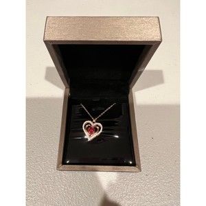 Heart Birthstone Pendant Necklaces for Women Ruby Red